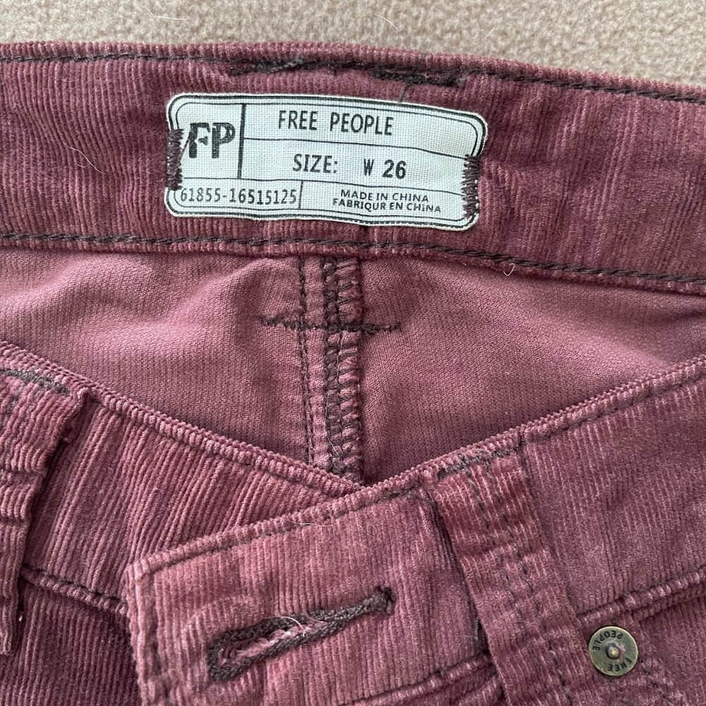 AWESOME RARE Free People BOHO Super Flare Corduroy Pants Brown Burgundy 26 Long - Picture 4 of 8